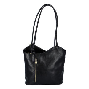Dámská kožená kabelka batoh černá - ItalY Lazzy