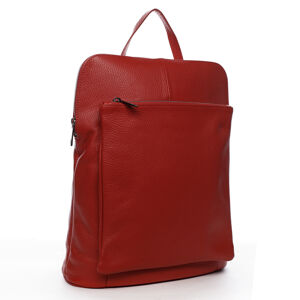 Dámský kožený batůžek kabelka červený - ItalY Houtel