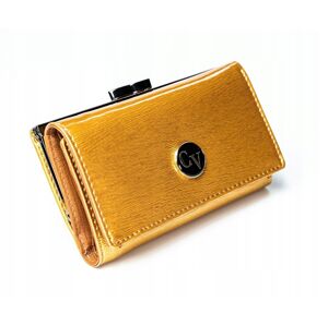 Dámská polokožená lakovaná peněženka zlatá - Cavaldi H23SH